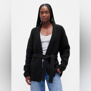 Gap Cotton-Blend Wrap Cardigan Sweater Black NWT